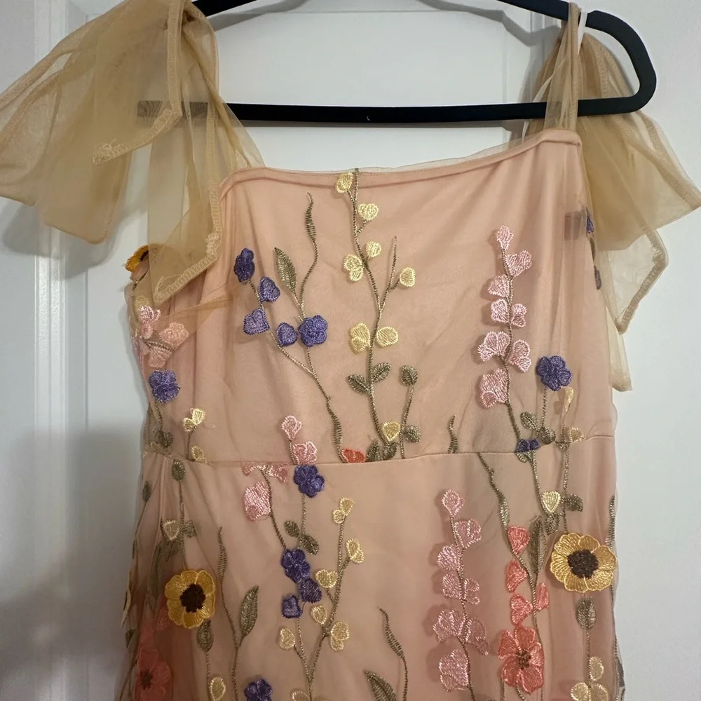 Lulu's Blush Dress with Gold Embroidery - Picture 2 of 5